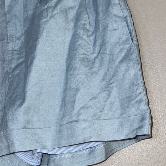 Blue High Waist Shorts with Flowy Silhouette - Picture 4 of 10